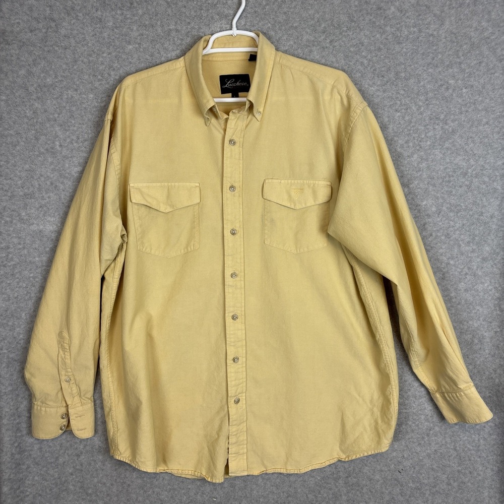 Lucchese Classics Button Down Shirt Mens Size Large Yellow Long Sleeve Cowboy